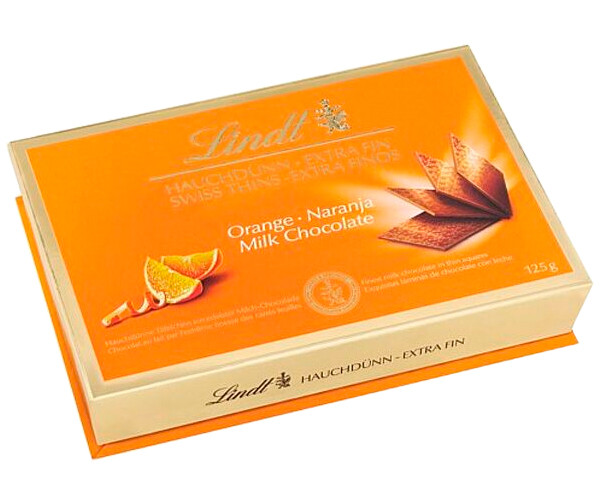 Молочный шоколад Lindt Swiss Thins Orange Milk 125 г - фото-1