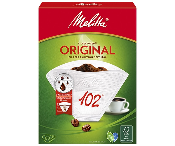 Фильтр-пакет для кофе Melitta Aroma Zones 102 бумажный белый 80 шт - фото-1