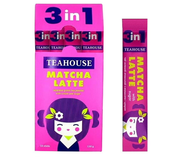 Японский чай Teahouse №124 Матча Латте 3 в 1 с сахаром на безлактозных сливках в стиках 10 шт - фото-1