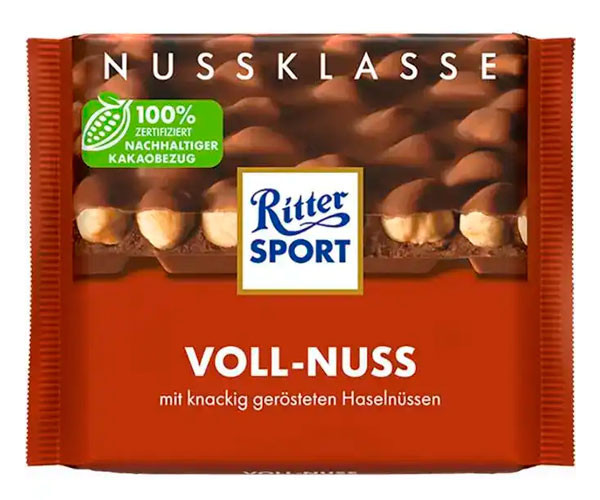 Молочный шоколад Ritter Sport Цельный лесной орех 100 г