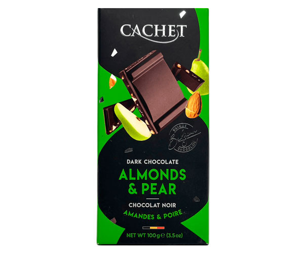Черный шоколад Cachet Груша и Миндаль 100 г