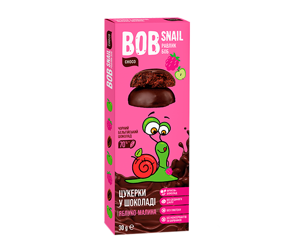 Конфеты Bob Snail Яблоко-Малина в черном шоколаде 30 г