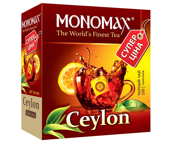 Черный чай Мономах Ceylon Tea в пакетиках 100 шт - фото-1