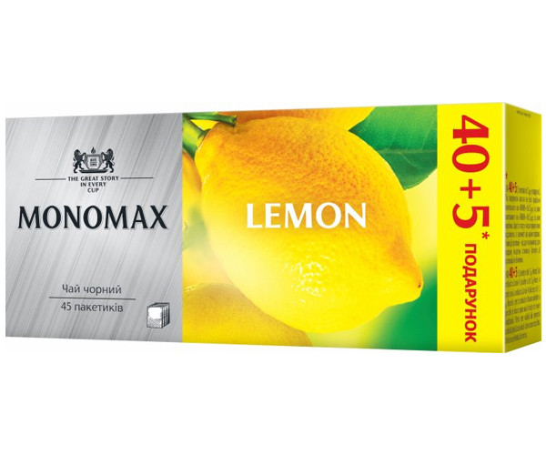 Черный чай Мономах Lemon в пакетиках 40+5 шт - фото-2