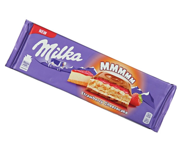 Молочный шоколад Milka Strawberry Cheesecake 300 г - фото-1