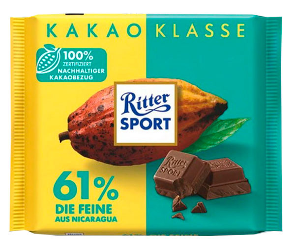 Черный шоколад Ritter Sport 61% Какао 100 г