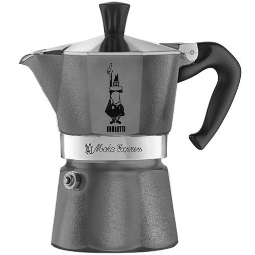 Гейзерная кофеварка Bialetti Moka Express Emotion Grey на 3 порции 180 мл - фото-1
