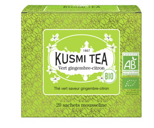 Зеленый чай органический Kusmi Tea Ginger-Lemon в пакетиках 20 шт - фото-1