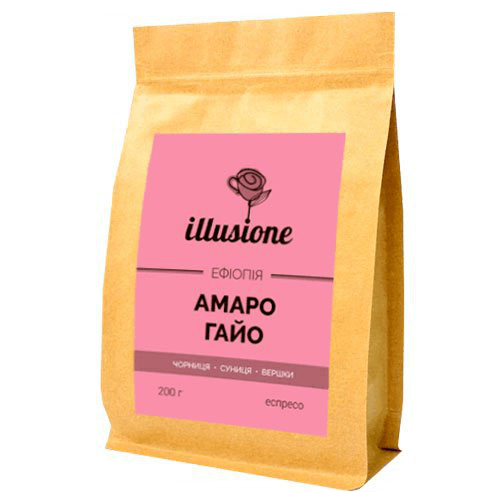 Кофе Illusione Ethiopia Amaro Gayo в зернах 200 г - фото-1
