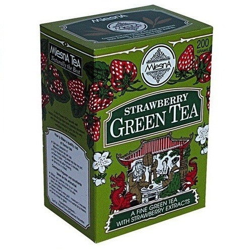 Зеленый ароматизированный чай Млесна Клубника картон 200 г - фото-1