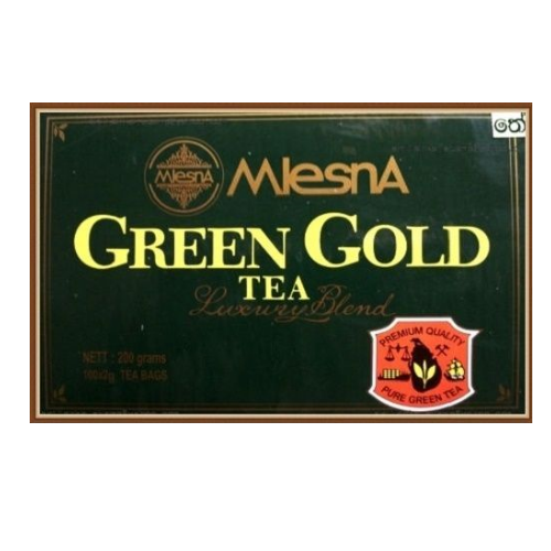 Зеленый чай Грин Голд в пакетиках Млесна картон 200 г - фото-1