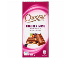 Молочный шоколад Choceur Trauben Nuss с изюмом и лесным орехом 200 г