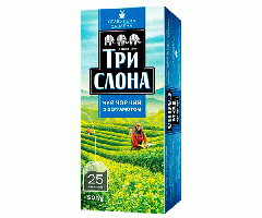 Черный чай Три Слона с бергамотом в пакетиках 25 шт - фото-1