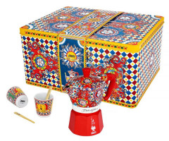 Набор Гейзерная кофеварка Bialetti х Dolce & Gabbana Moka Express на 2 чашки 90 мл + набор чашек с мешалками