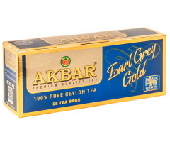 Черный чай Akbar Earl Grey Gold с бергамотом в пакетиках 25 шт