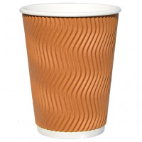 Стакан бумажный гофра рифленый коричневый 350 мл - 25 шт - фото-1