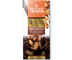 Черный шоколад Trapa Intenso без сахара 0% черный 80% с миндалем 175 г - фото-1