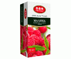 Черный чай Три Слона Малина в пакетиках 20 шт - фото-1