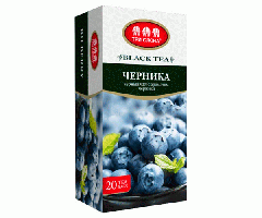 Черный чай Три Слона Черника в пакетиках 20 шт - фото-1
