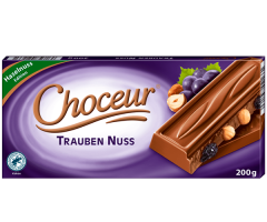 Молочный шоколад Choceur Trauben Nuss с изюмом и лесным орехом 200 г