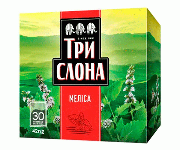 Трав'яний чай Три Слона Мелісса в пакетиках 30 шт - фото-1