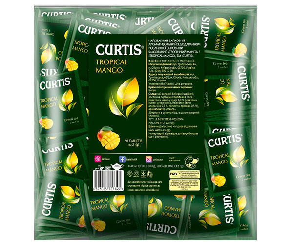 Зелений чай Curtis Tropical Mango у пакетиках 50 шт - фото-1