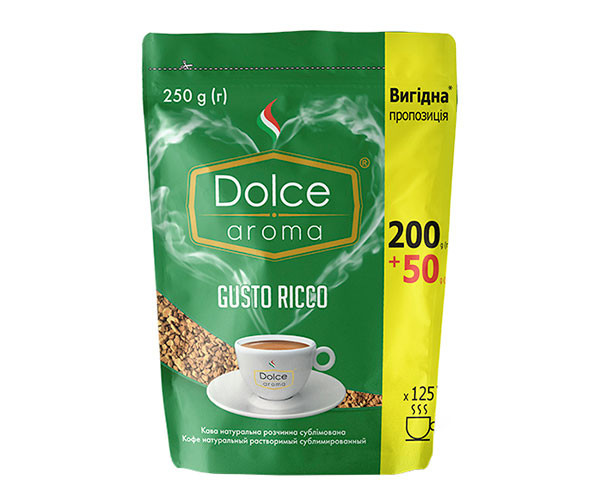 Кава Dolce Aroma Gusto Ricco розчинна 250 г - фото-1