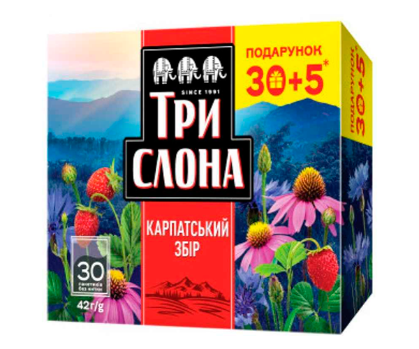 Травяной чай Три Слона Карпатский сбор в пакетиках 35х1,4 г