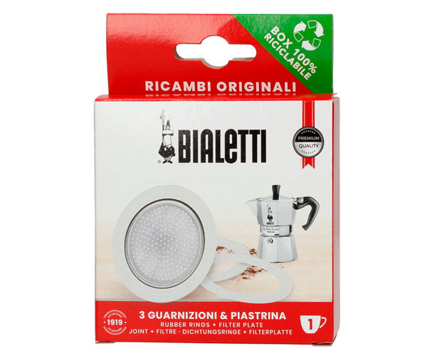 3 уплотнителя + сито для кофеварок Bialetti на 1 порцию