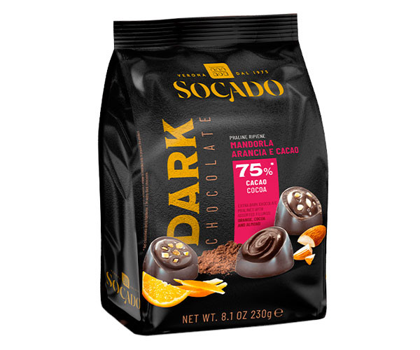 Конфеты Socado Dark Chocolate Arancia Cacao e Mandorla 230 г