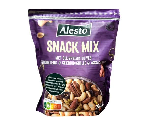 Микс соленых орехов Alesto Snack Mix - фисташка, миндаль, пекан, кешью, арахис, сушеные оливки 200 г