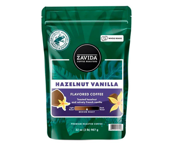 Кофе Zavida Hazelnut Vanilla 100% Rainforest в зернах 907 г