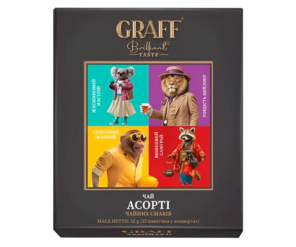 Купаж черного и зеленого чая Graff JTCC Assorted tea flavors в саше 32 шт