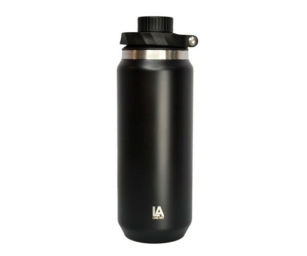 Термобутылка Line Art SportSwell вакуумная черная 600 мл