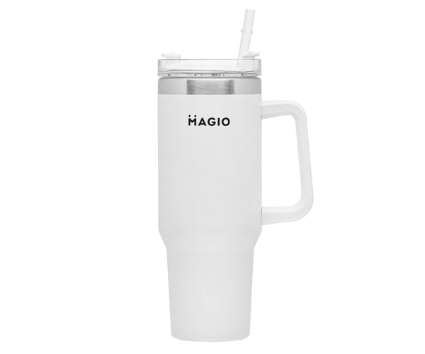 Термокружка Magio MG-1086 с трубочкой белая 1,2 л