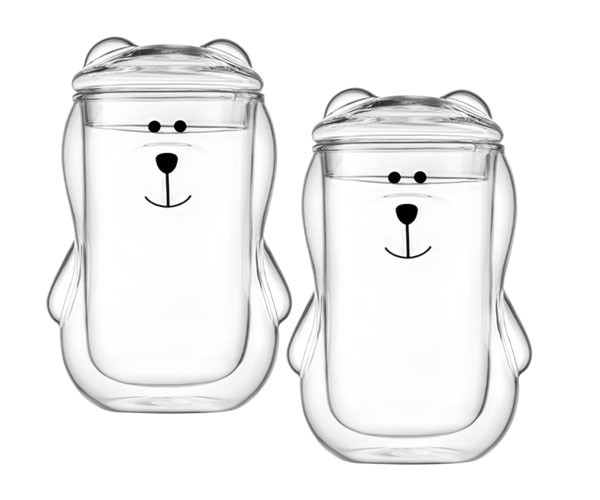 Набор чашек с двойными стенками Ardesto Animals AR2630BBR с крышкой 2 шт 300 мл