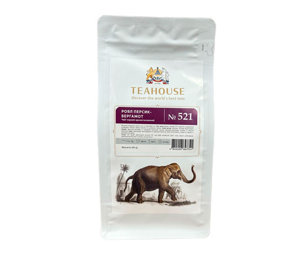 Купаж черного и белого чая Teahouse №521 Роял Персик Бергамот 250 г