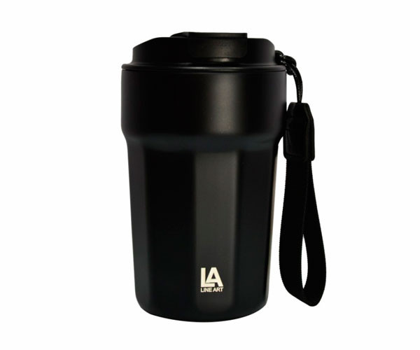 Термокружка Line Art Comfy вакуумная черная 380 мл