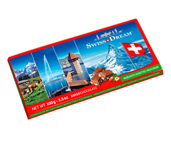 Молочный шоколад SwissDream Milk-hazelnuts Souvenir Bar 100 г