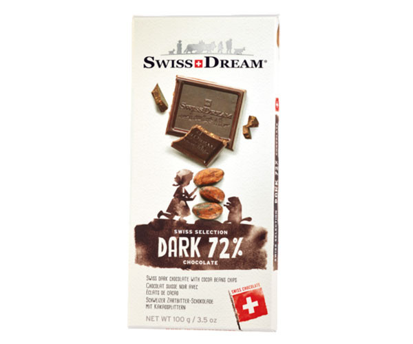 Черный шоколад SwissDream Dark 72% Bar 100 г