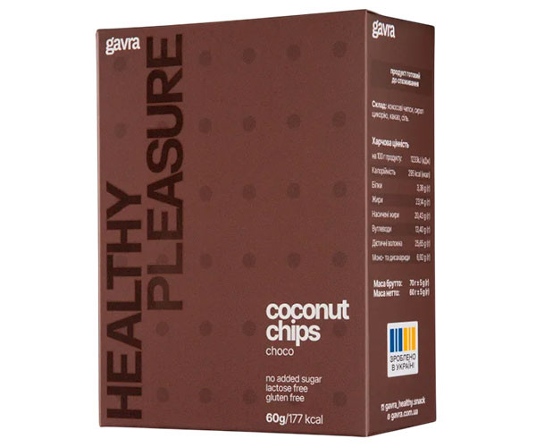 Кокосовые чипсы Gavra Шоколадные 60 г