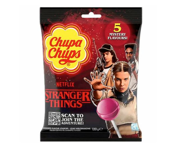 Леденцы Chupa Chups Stranger Things 5 flavours на палочке 10 шт