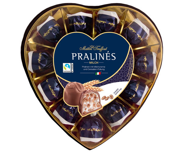 Шоколадні цукерки Maitre Truffout Pralines Серце з кремовою начинкою 165 г - фото-1