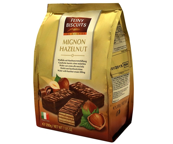 Вафлі Feiny Biscuits у шоколаді з горіховим кремом 200 г - фото-1