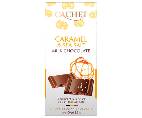 Молочний шоколад Cachet Карамель та Морська Сіль 100 г - фото-1