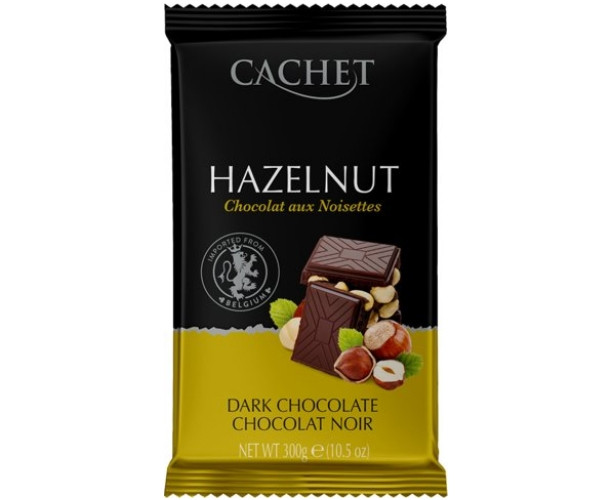 Чорний шоколад Cachet Фундук 300 г - фото-1