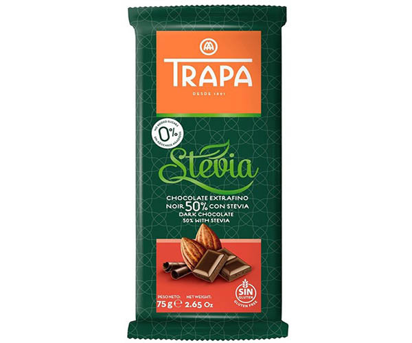 Чорний шоколад Trapa Stevia 50% 75 г - фото-1