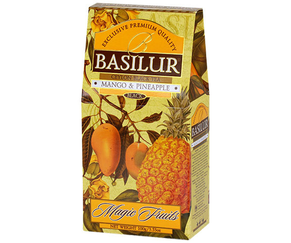 Чорний чай Basilur Манго та ананас картон 100 г - фото-1