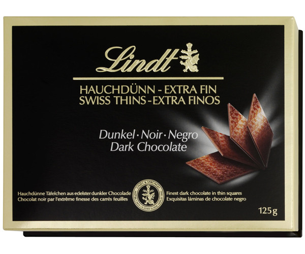 Чорний шоколад Lindt Swiss Thins Dark Chocolate 125 г - фото-1