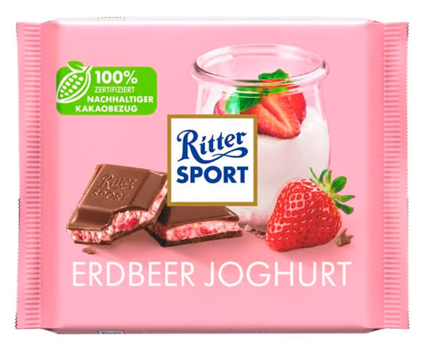 Молочный шоколад Ritter Sport Клубника с йогуртом 100 г